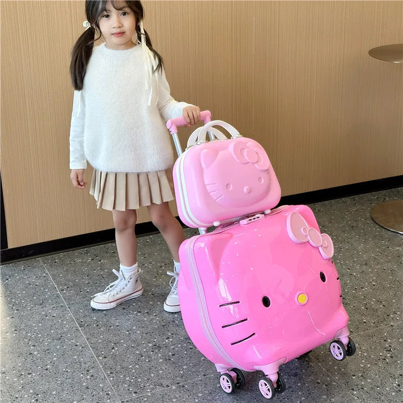 Hello Kittys Trolley Case Girls Sanrioed Universal Wheel Trolley Portable Suitcase Cartoon Travel Boarding Case Kids Toys Gift