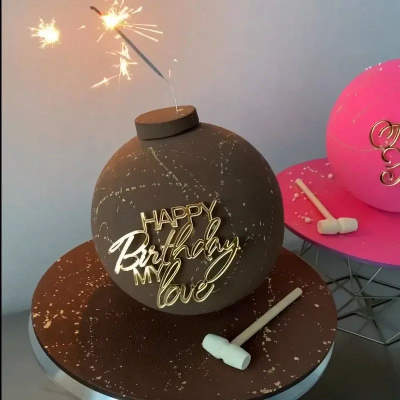 Ins Gold Happy Birthday Cake Toppers Birthday Girl Acrylic Kids Birthday Party Cake Topper Baby Shower Gift Dessert Decoration