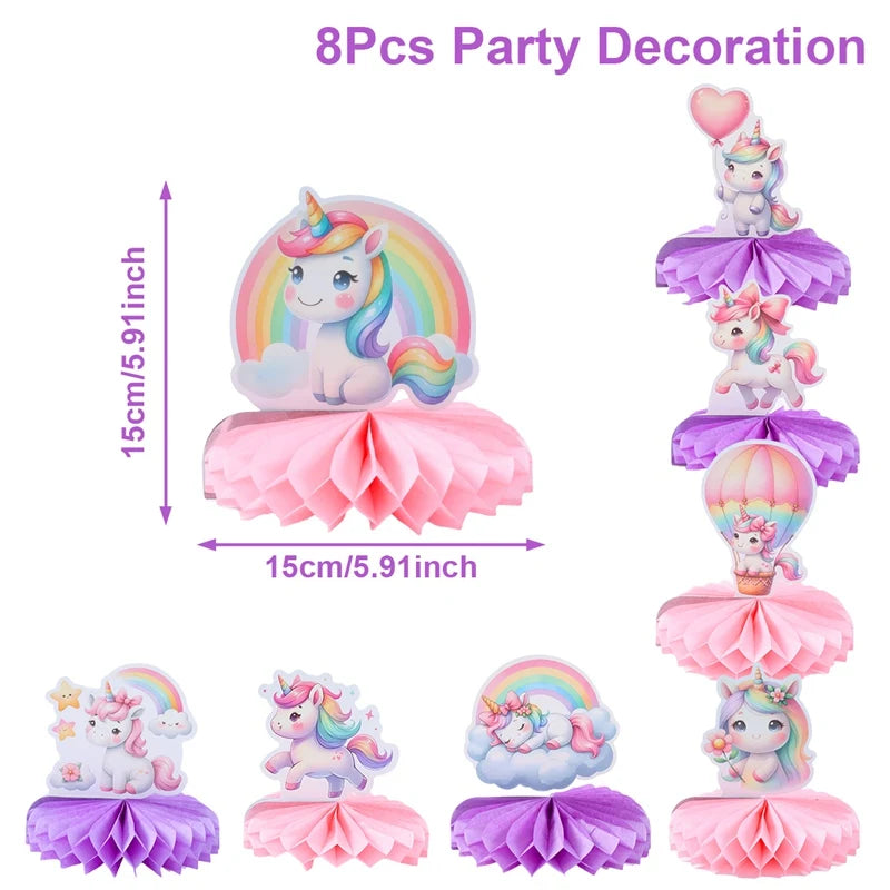 Rainbow Unicorn Disposable Tableware Happy 1st Birthday Party Decorations Kids Unicorn Theme Wedding Baby Shower Girls Supplies