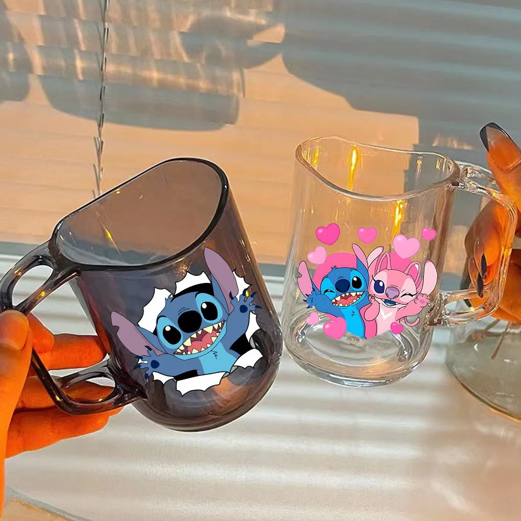 Stitch Lilo and Stitch animation peripheral cartoon printed transparent resin mouthwash and toothbrush cup anti-fall water cup