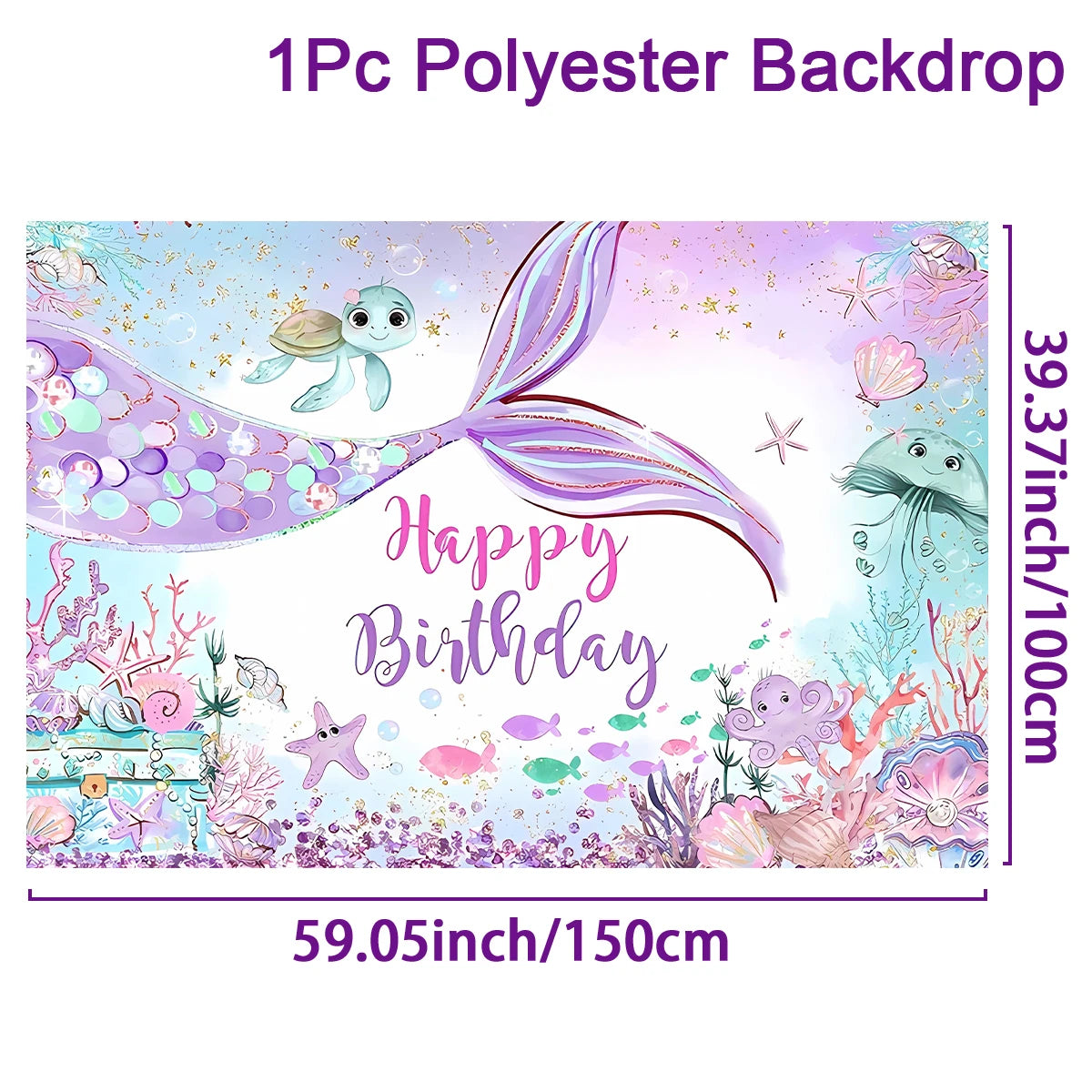 Little Mermaid Party Decoration Mermaid Disposable Tableware Happy 1st Birthday Party Decorations Kids Baby Shower Girl Supplies
