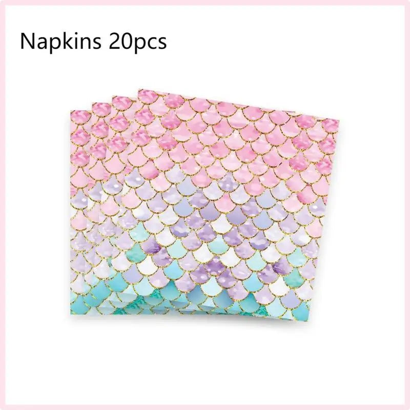 Mermaid Birthday Party Decorations Balloon Tableware Tablecloth Hanging Banner Party Decorations For Child Favors Supplies Kit