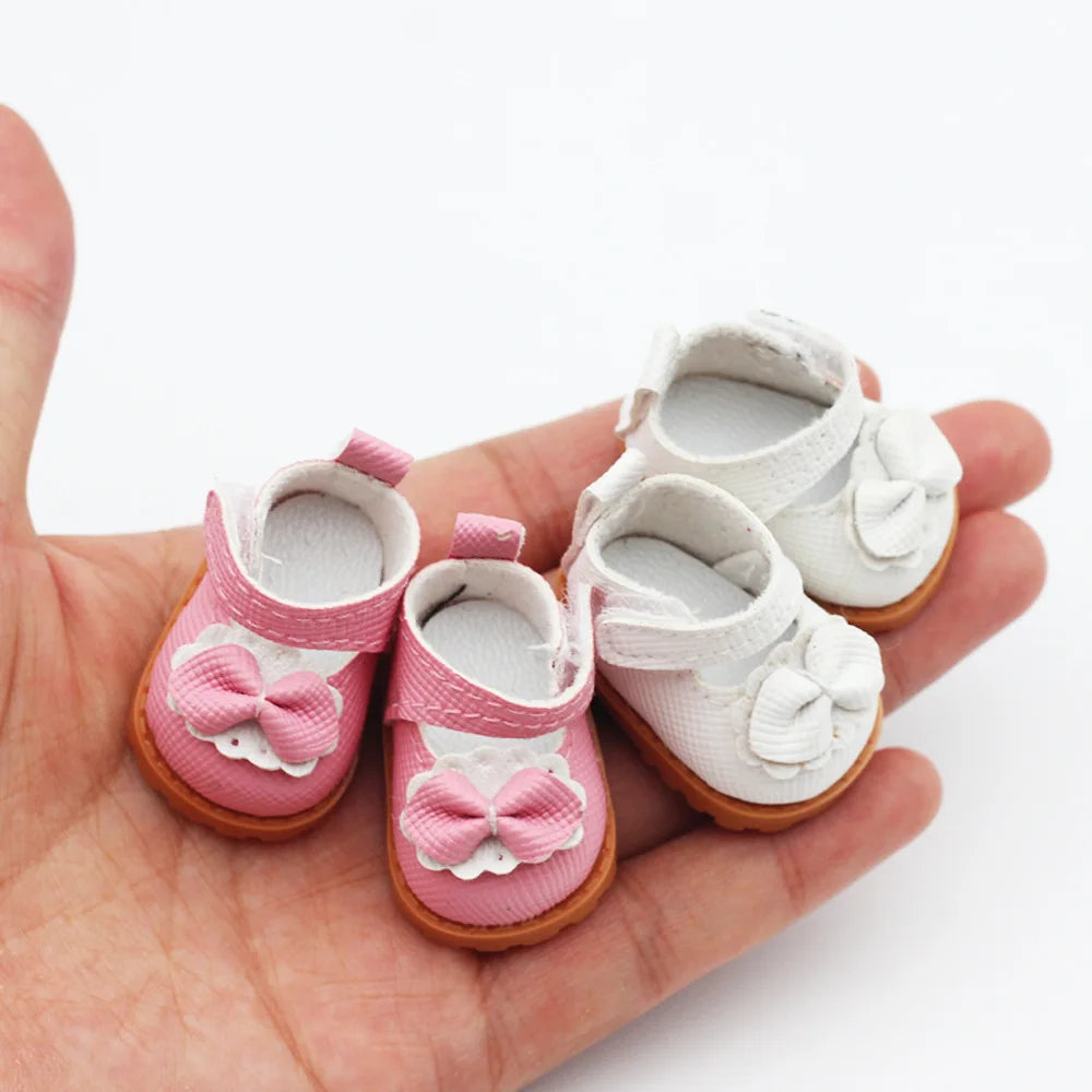 Doll Leather Shoes Labubu Bow Shoes for 17cm Labubu 10cm EXO /Cotton Doll Finger Shoes
