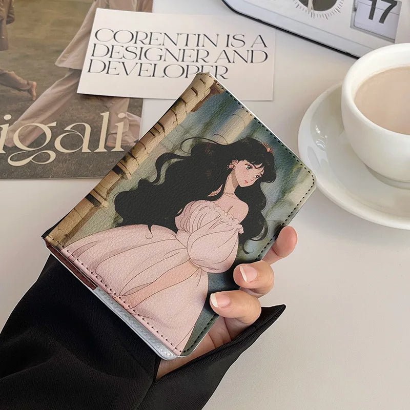 Beautiful Princess Passport Cover Passport Holder Ladies' Travel Essentials Portable Passport Wallet Girls Card Package