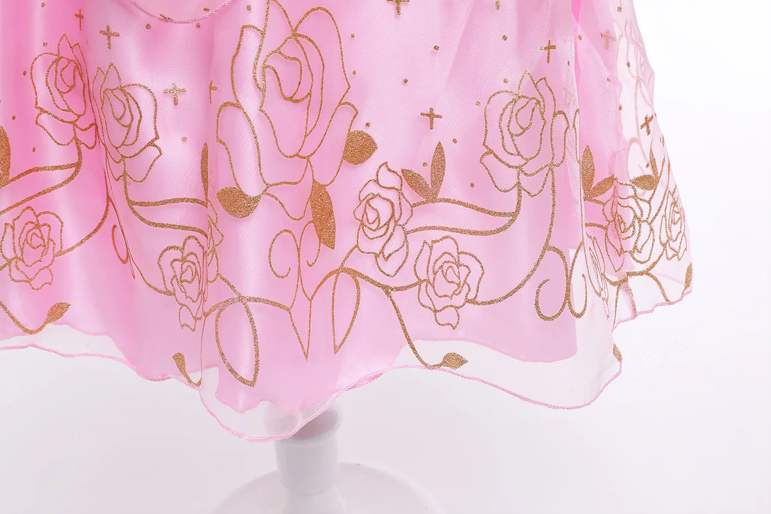 Aurora Pink Princess Dress Girl Sleeping Beauty Cosplay Costume Summer Floral Rose Print Sling Frocks 2-10 Yrs Kids Elegant Gown