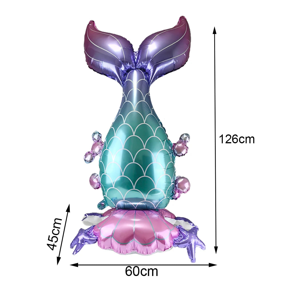 Standing Aluminum Film Smile Mermaid Balloon Children Birthday Partry Decor Supplies Lovely Surprise Toy Baby Shower Balloon