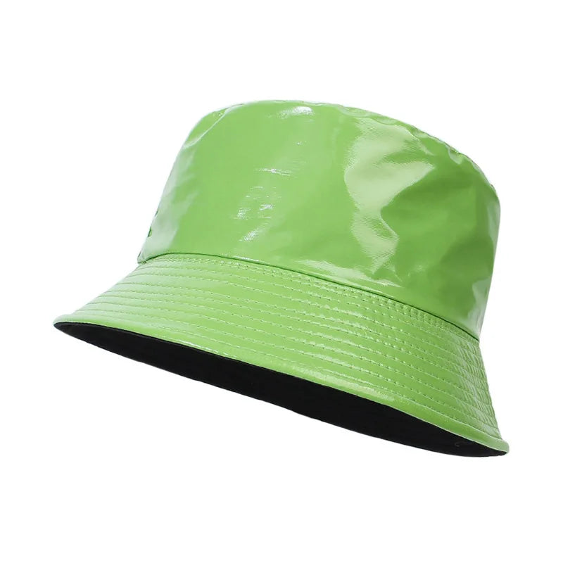 2023 Fashion Bucket Hat Women Girls Leather Solid Panama Caps Men Hiking Hat Fishing Cap Foldable Hip-Hop Street Waterproof Hat