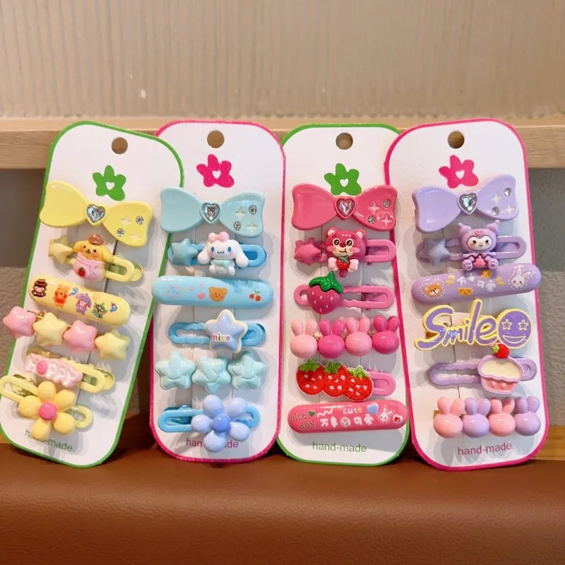 Sanrio Hello Kitty Hairpin Cartoon Anime Cute Pom Pom Purin Children BB Clip Fashion Charm Hair Accessories Girls Holiday Gifts