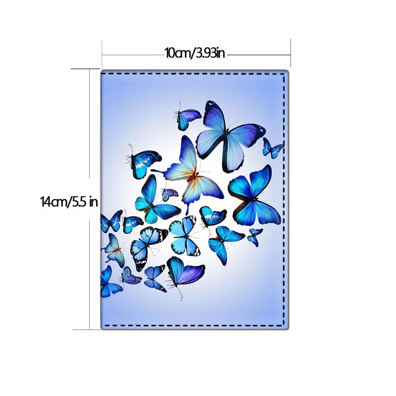 Beautiful Butterfly Passport Cover Girls Flower Travel Passport Holder PU Leather Women Credit Card Wallet Ticket Bag Passports