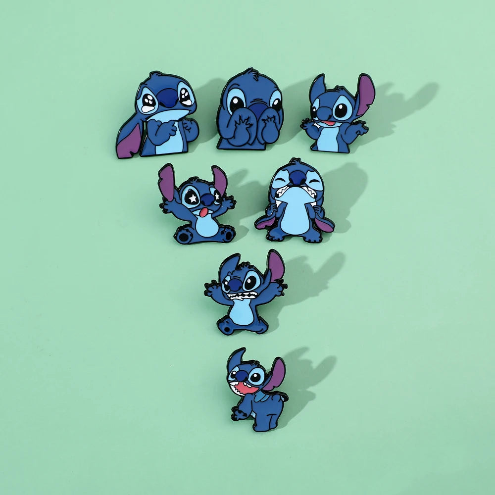 7 Pcs Creative Lilo&Stitch Brooch Personalized Stitch Enamel Pin Backpack Clothing Jewelry Metal Badge Accessories Gift