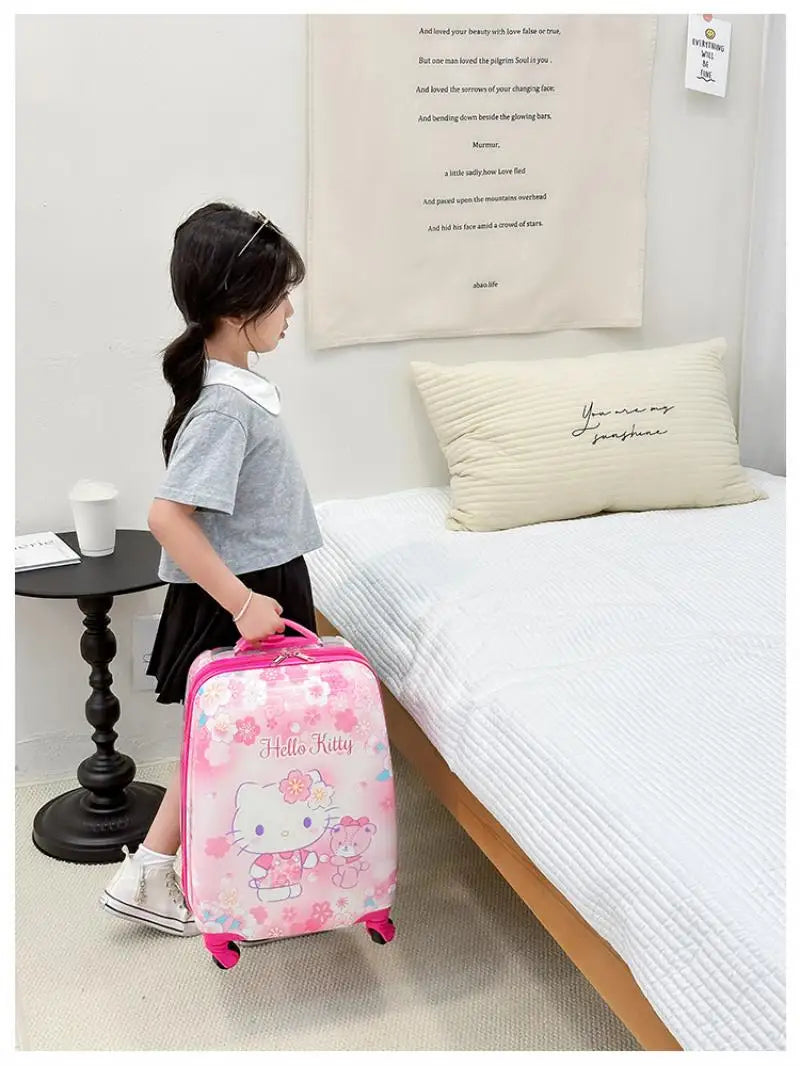 New 18-Inch Suitcase Kawaii Kuromi Kids Trolley Case Student Cartoon Luggage Girls Travel Portable Boarding Case Kids Toys Gift
