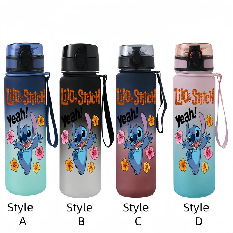 650ML Lilo & Stitch Anime Characters Water Cup Portable Children's  Outdoor Sports  Large Capacity Plastic Antidrip Water Bottle