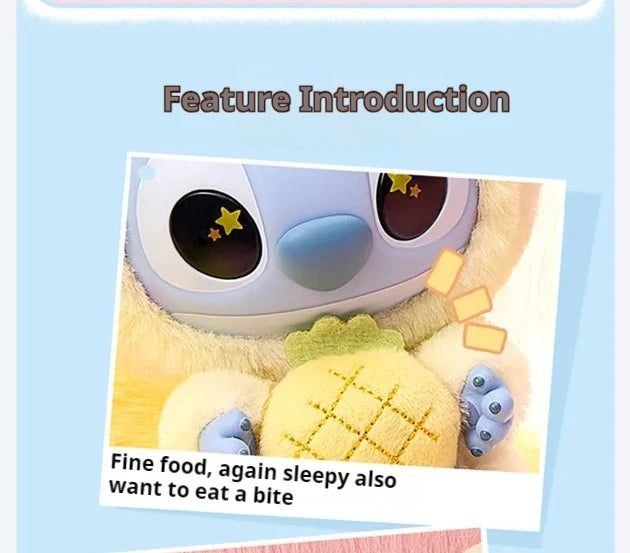 Miniso Stitch Eat Something Before Sleep Series Blind Box Plush Vinyl Toys Cute Doll Replica Mystery Box Bag Pendant Decor Gift