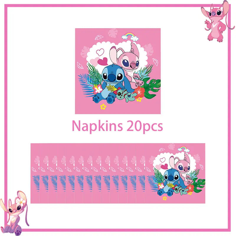 Pink Lilo Stitch Birthday Party Decoration Stitch And Angel Birthday Party Decorations Tableware Plates Balloons Girls Toy Gifts