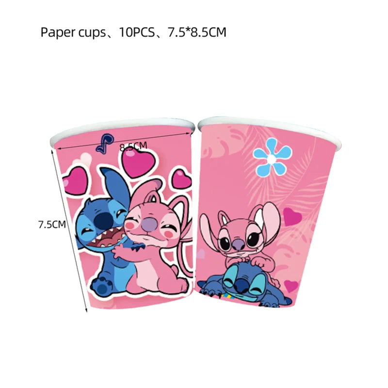 Stitch Birthday Decoration Supplies Disposable Tableware Kit Lilo and Stitch Birthday Party Cups Plates Tablecloth Supplies