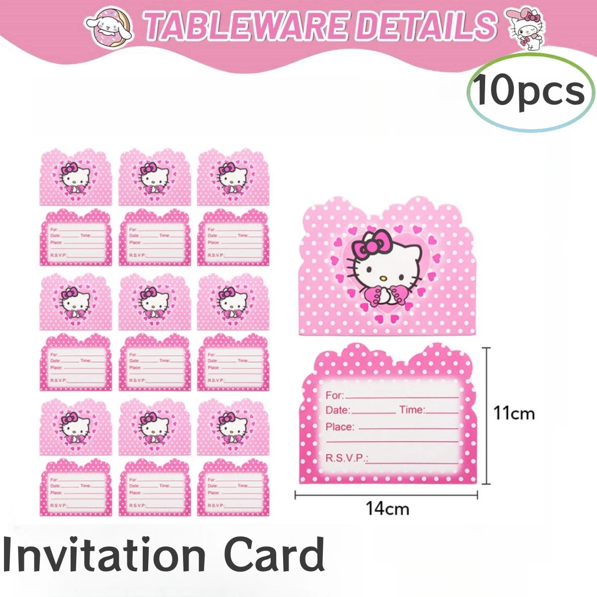 Hello Kitty Birthday Party Decorations Kawaii Cat Tableware Plate Tablecloth Baby Shower DIY stickers Girls Gifts Party Supplies