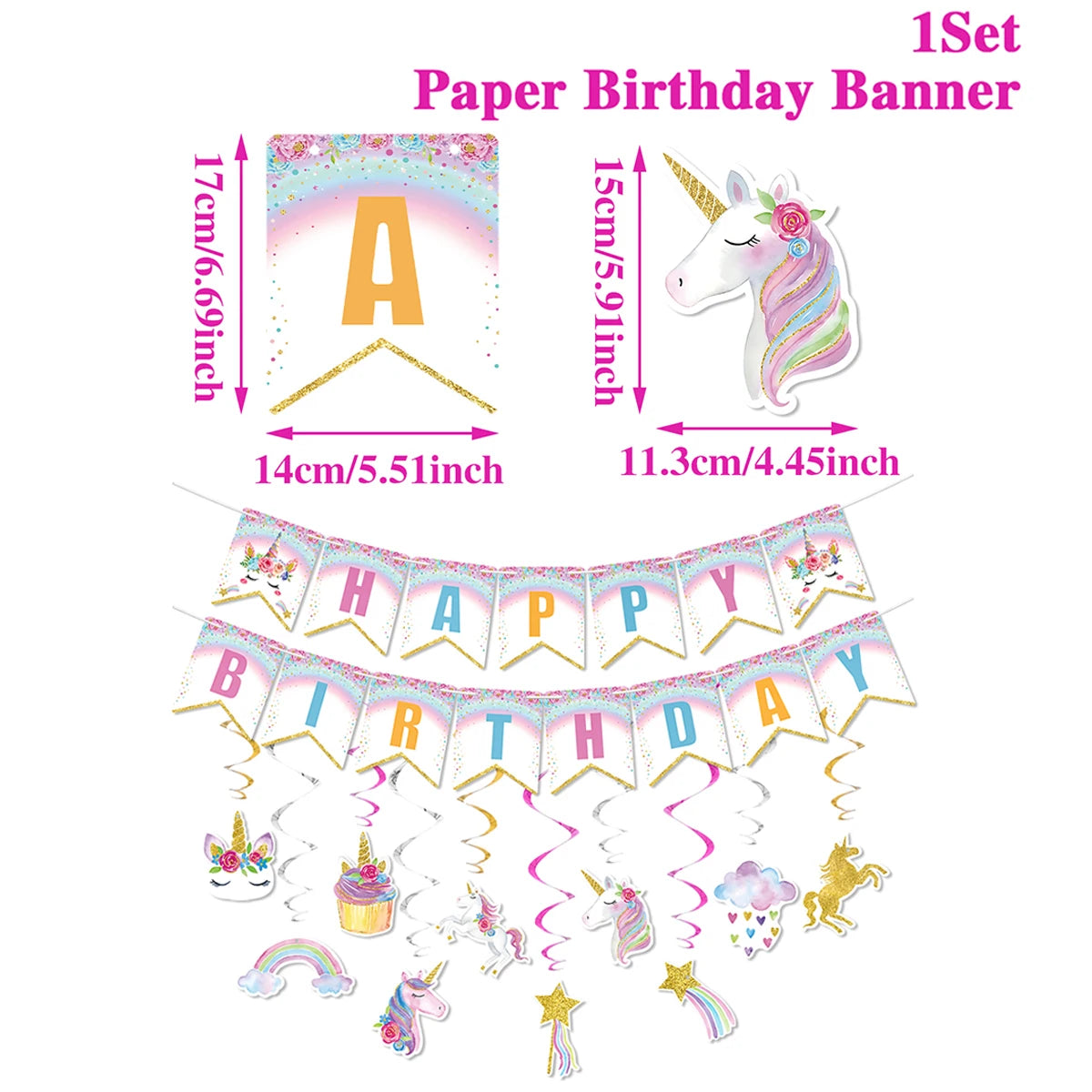 Rainbow Unicorn Disposable Tableware Happy 1st Birthday Party Decorations Kids Favors Gifts Unicorn Baby Shower Girls Supplies