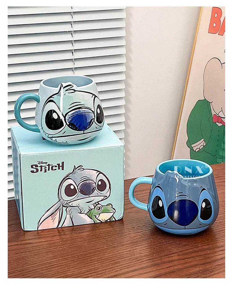 Miniso Stitch Coffee Cup Cartoon Mug Ceramic Cup Kawaii Home Furnishings Milk Cup Cute Holiday Birthday Gifts for Boys and Girls