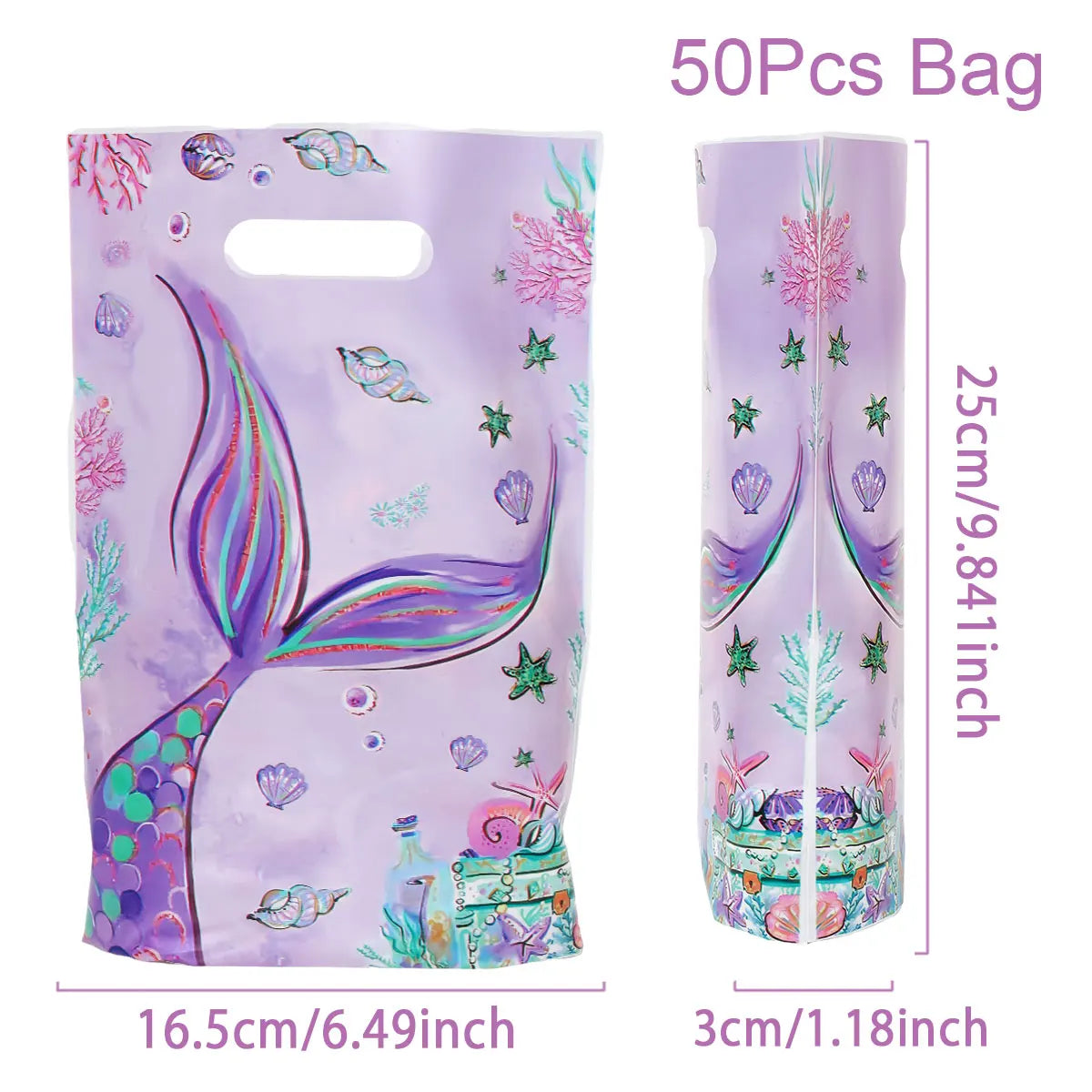 Mermaid Tote Bag Under The Sea Theme Little Mermaid Happy One Birthday Party Decorations Kids Candy Cookie Handbag Baby Shower