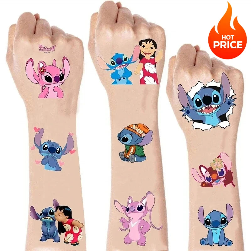 New Kawaii Lilo & Stitch Anime Tattoo Stickers - DIY Decals for Birthday Party Decor, Perfect as Cartoon Children's Toy Gifts