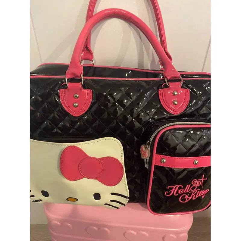 Hello Kitty Handbag Sanrio Travel Satchel Anime Kit Bag Sweetheart Hottie Y2K Girl Crossbody Pu High Capacity Bag Wholesale