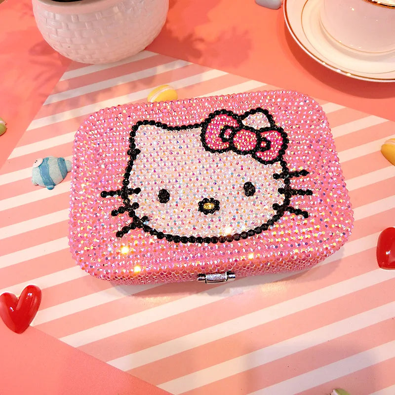 Hello Kitty Creativity Jewelry Box Cartoon Anime Storage Box Jewelry Bag Earrings Necklace Storage Box Diamond Lock Gifts