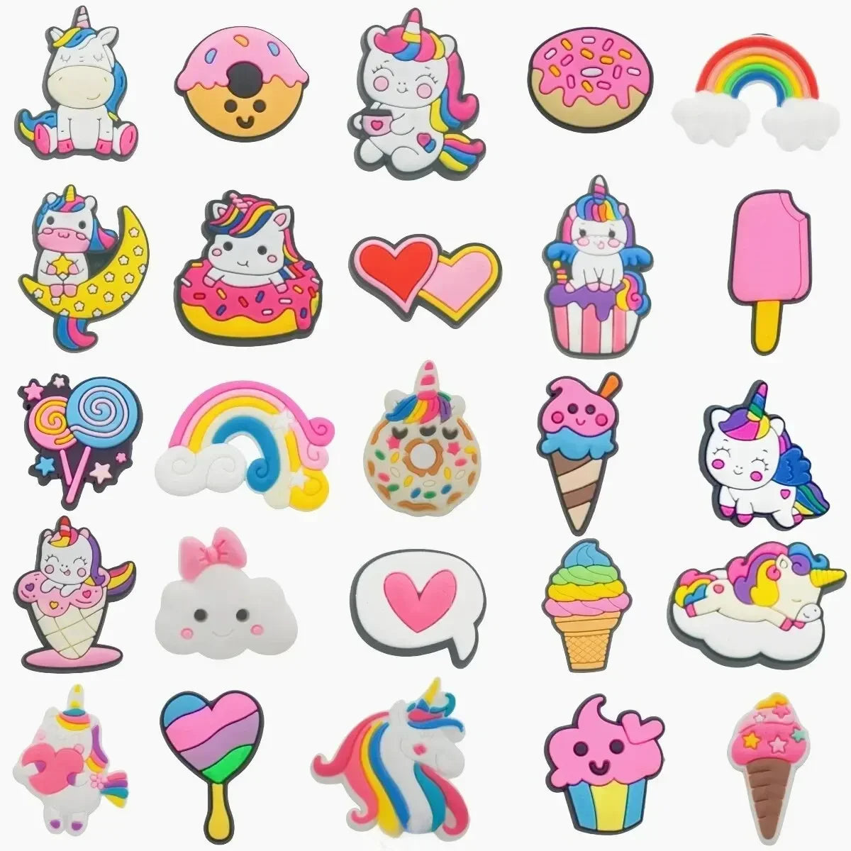 Lot of Unicorn Shoe Decorations Charms for Clogs Bubble Slides Sandals PVC Shoe Accessories for Christmas Birthday Gift