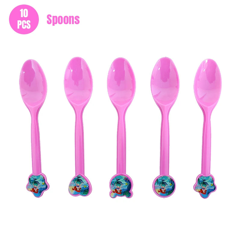Mermaid Ariel Princess Birthday Party Decorations Disposable Tableware Plate Straw Cup Balloons Baby Shower Party Supplies