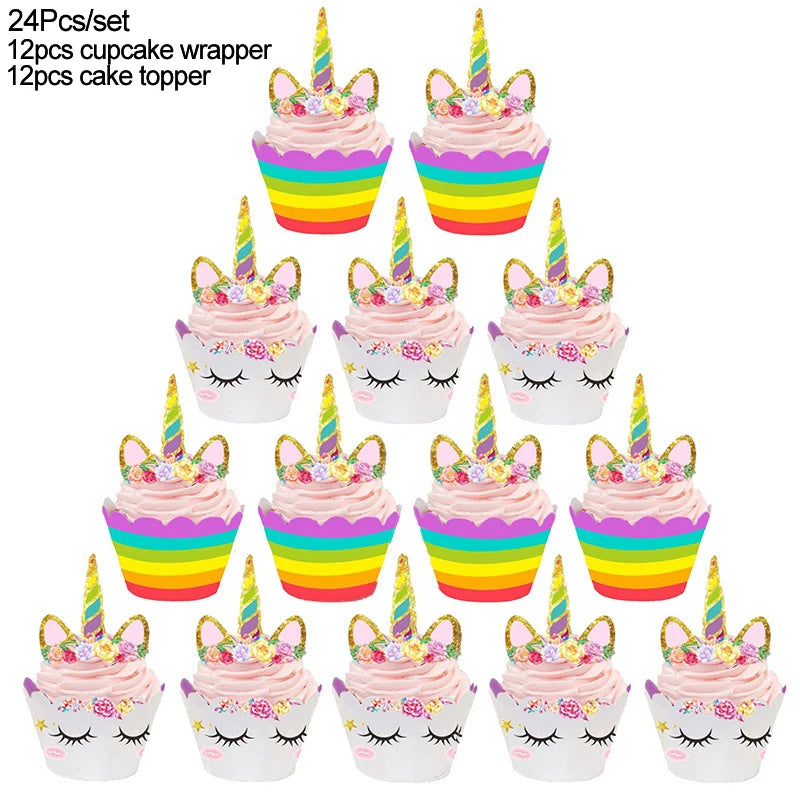 Unicorn Balloon 32inch Number Foil Balloon Set Birthday Party Decor Kids Unicorn Disposable Tableware Baby Shower Party Supplies