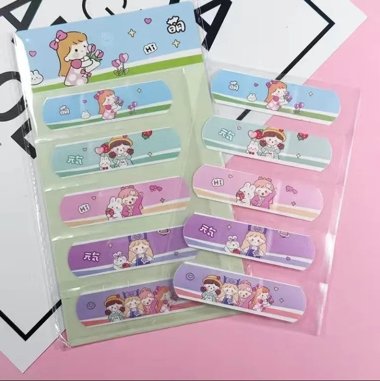 5pcs Cute Cartoon Waterproof Breathable Bandages for Girls Anti Blister Ins Style Adhesive Wound Care Plasters Baby Bandage