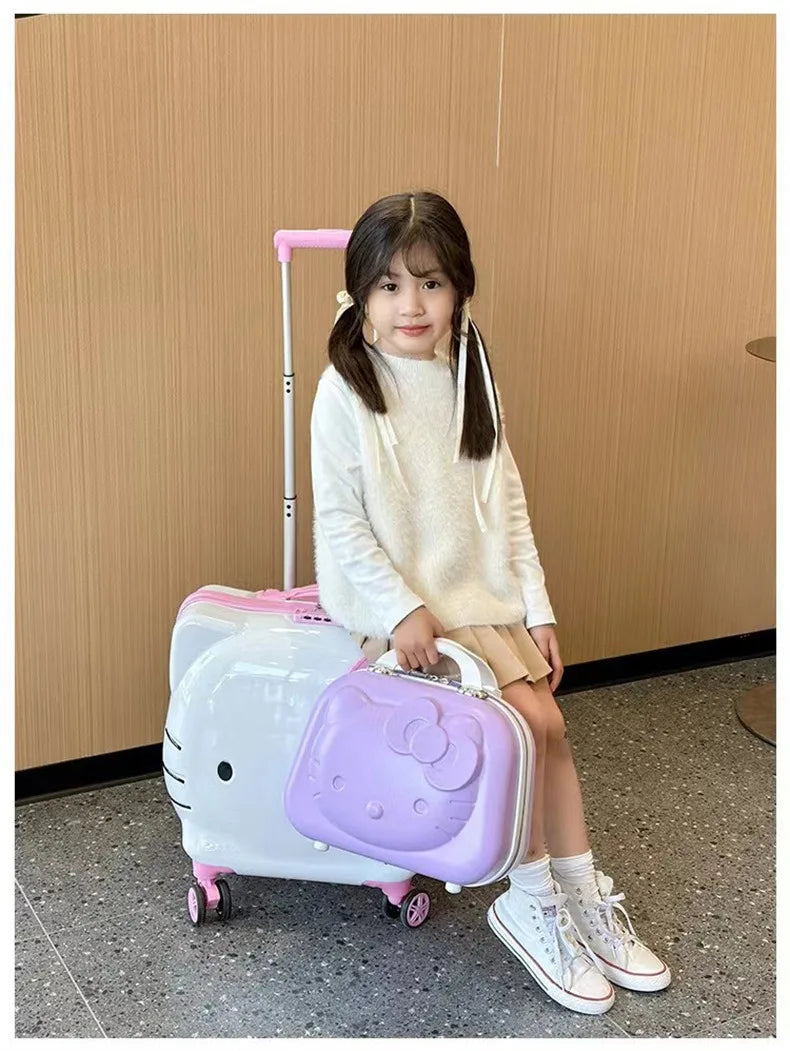 New Hello Kitty 14/20 Inch Cartoon Travel With Lock Trolley Box Cute Suitcase Makeup Case Large-capacity Storage Box Girls Gifts