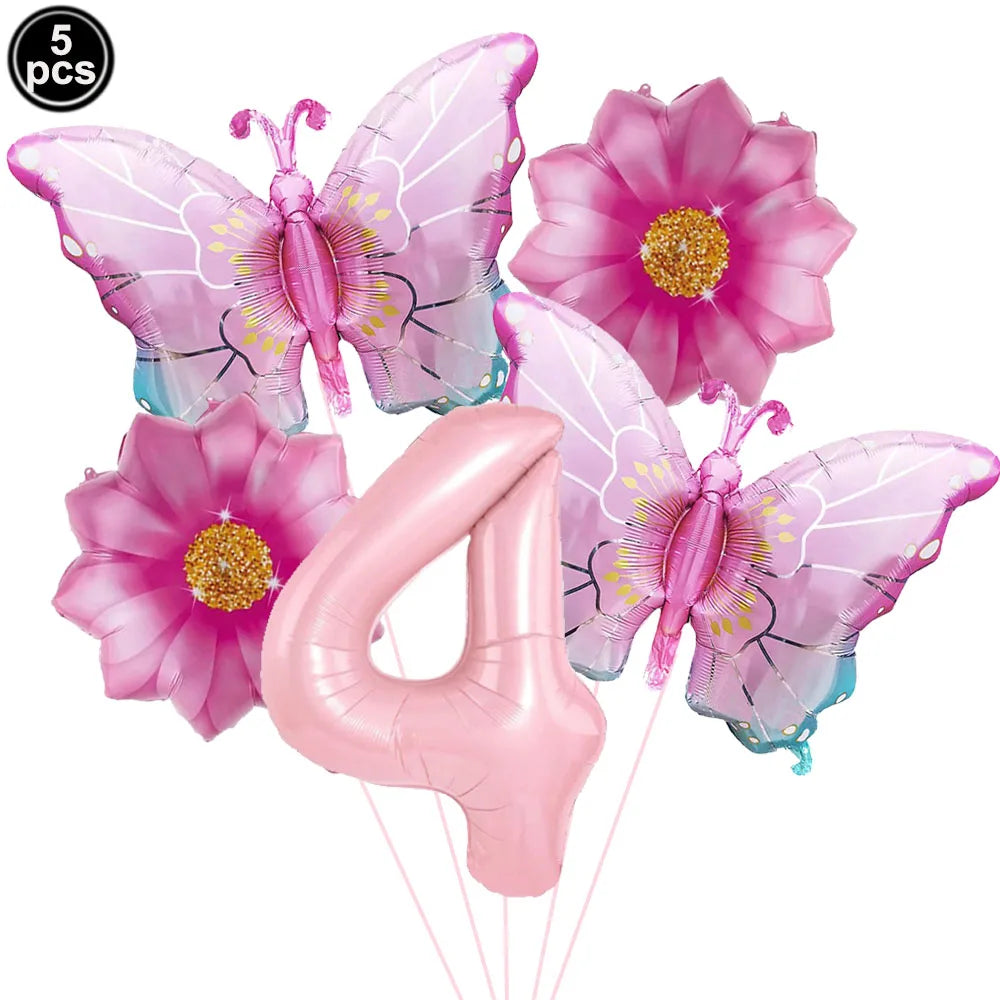 5pcs Colorful Butterfly Foil Balloons Butterfly Balloons Butterfly Themed Balloon Girl Party Birthday Wedding Baby Shower Decors
