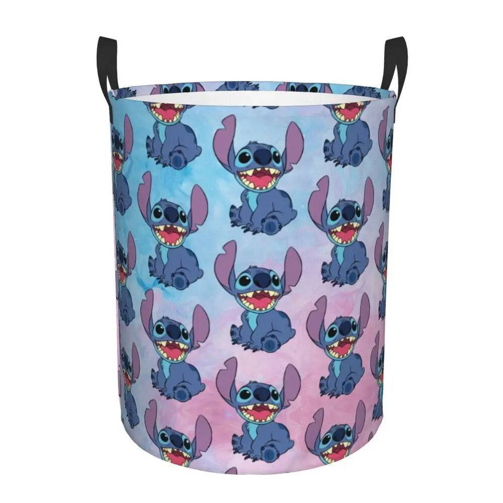 Customized SLilo And Stitch Cartoon Laundry Hamper Large Storage Basket Anime Kids Nursery Toy Organizer