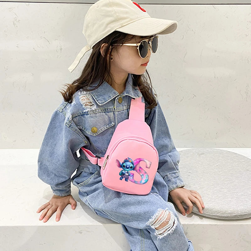 Cartoon Lilo&stitch Pu Chest Bag Mini Outdoor ShoulderBag Boy Girl Satchel Bags Costume Accessories Students Crossbady Bag Purse