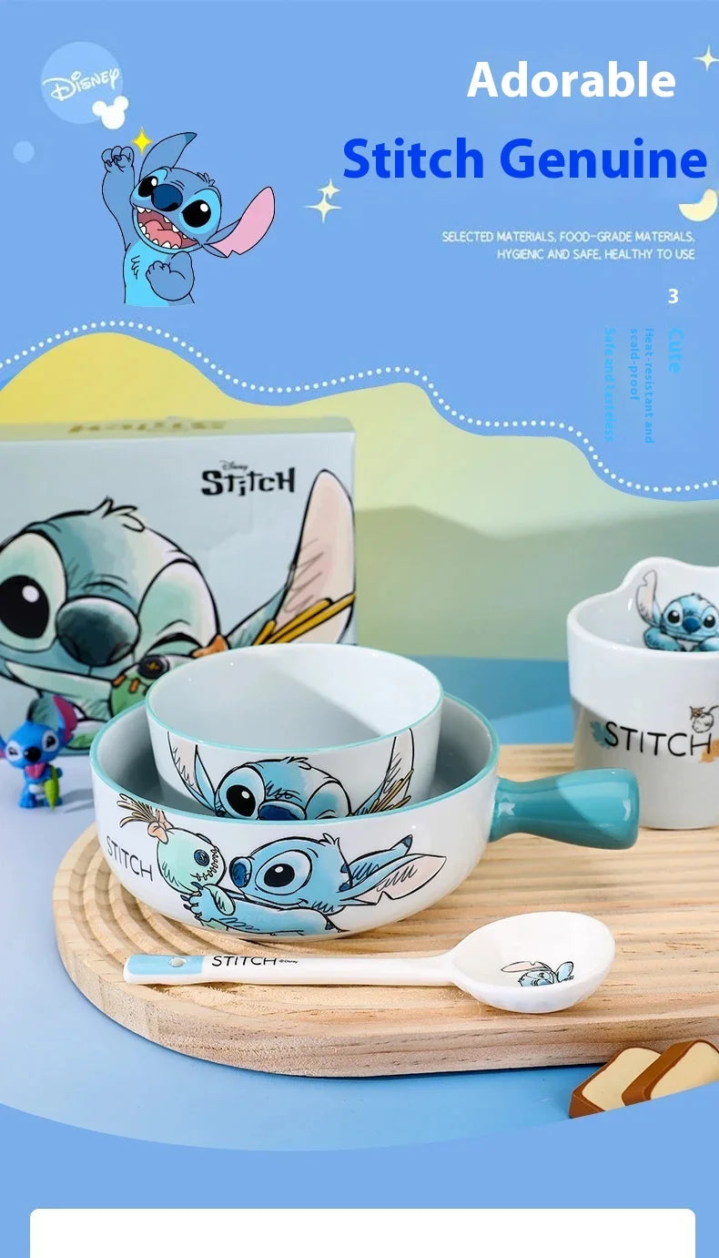Stitch Salad Bowl Dinner Plates Household Ceramic Plate Cute Styling Rice Bowl Resistant Tableware Kid Water Cup Coffee Mug Gift