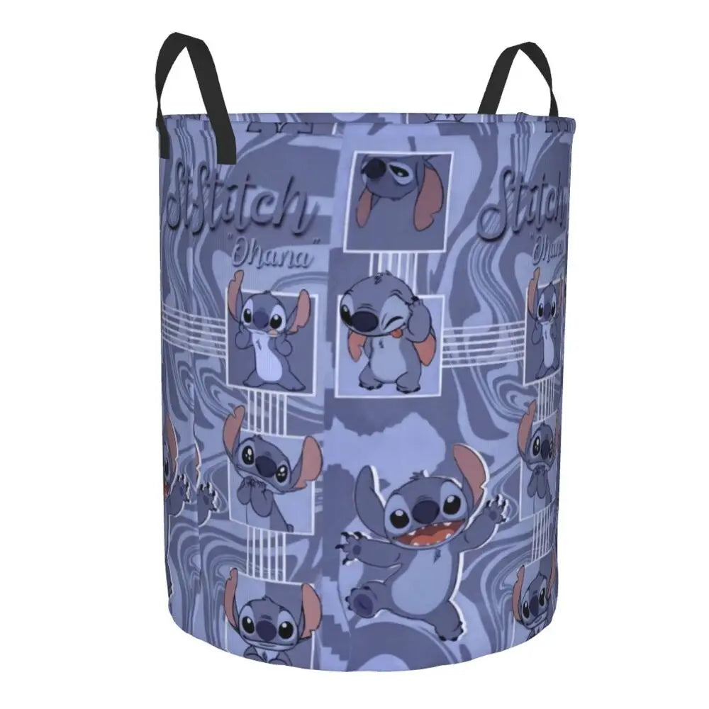 Custom Stitch Cartoon Anime Laundry Basket Foldable Clothes Hamper for Baby Kids Toys Storage Bag