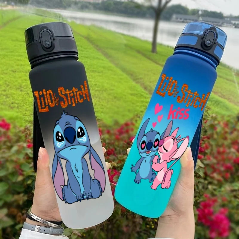 650ML Lilo & Stitch Anime Characters Water Cup Portable Children's  Outdoor Sports  Large Capacity Plastic Antidrip Water Bottle