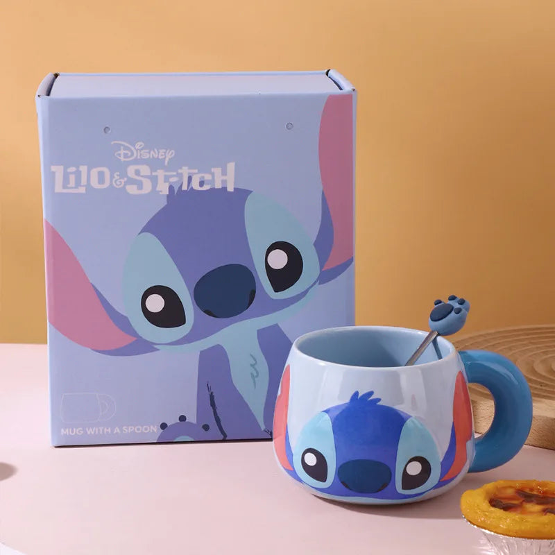 Lilo & Stitch Cute Cartoon Angel Ceramic Coffee Cup Kawaii Mug Water Cup Lovely Tabletop Decoration Home Decor Holiday Gifts