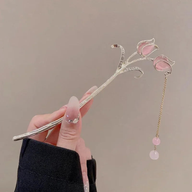 Retro Antique Tassel Phoenix Student Pearl Rhinestone Butterfly Hair Stick Jewelry Wedding Hair Accessories Charm Metal Hairpins