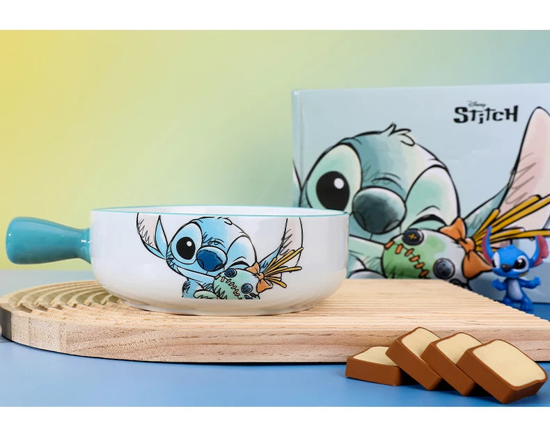 Stitch Salad Bowl Dinner Plates Household Ceramic Plate Cute Styling Rice Bowl Resistant Tableware Kids Water Cup Coffee Mug