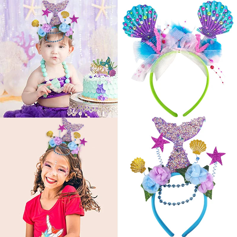 Little Mermaid Party Favors Memmaid Glasses/Tattoo Stickers/Headband/Clap Circle Toy Girls Birthday party gift Decor Baby Shower