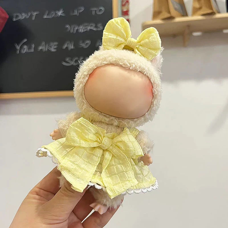 Cute Mini Plush Doll'S Clothes Outfit Only Clothing Accessories For 17cm Labubu Dolls Sweater Hoodie Clothing DIY Kids Gifts