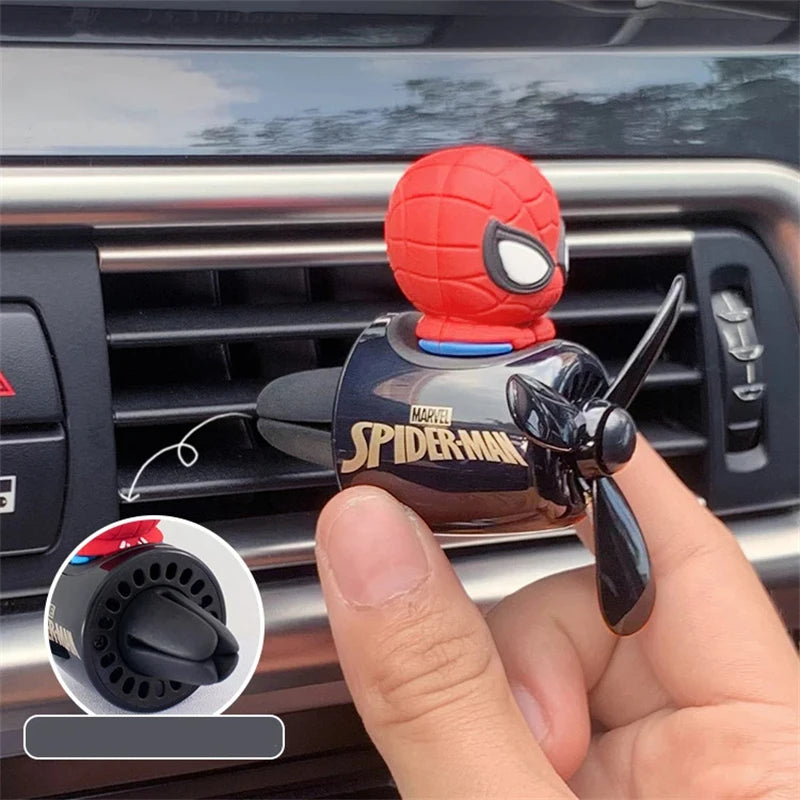 Anime Stitch Car Aromatherapy Accessory Kawaii Spider-Man Car Air Conditioning Port Decoration Rotating Propeller Toys Gifts