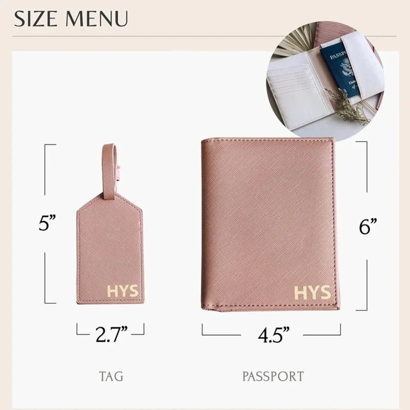 Personalized Passport Holder Leather Luggage Tag Travel Wallet Set Custom Bridesmaid Gifts Proposal For Her Christmas Gifts