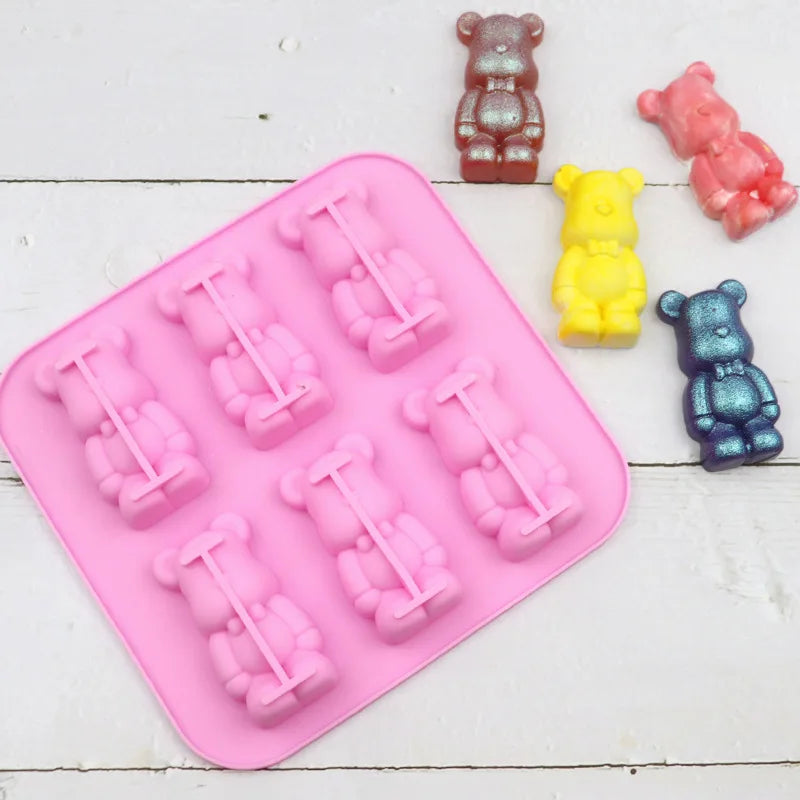 Cartoon Silicone Mold For Baking Stitch Bear Mouse Cat Pig Duck Chocolate Soap Mould Animal Cake Decorating Tool Cupcake Topper
