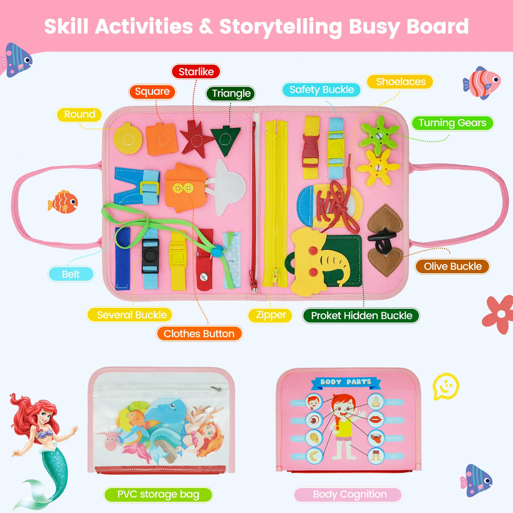 Toddler Felt Montessori Busy Book Activity Sensory Boards Fine Motor Skill Quiet Book Toys Preschool Learning Educational Gift