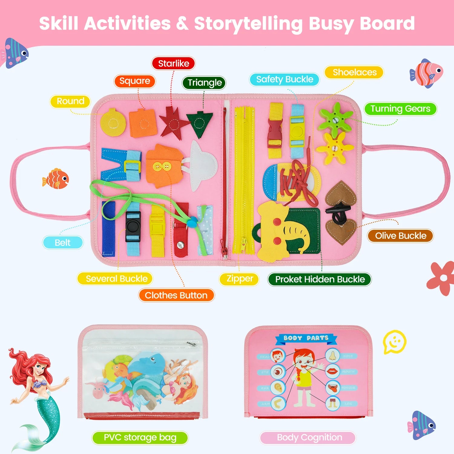 Toddler Felt Montessori Busy Book Activity Sensory Boards Fine Motor Skill Quiet Book Toys Preschool Learning Educational Gift