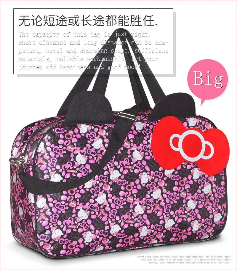 Sanrio Oxford cloth messenger bag hello kitty cartoon travel luggage storage bag girl shoulder bag gym handbag