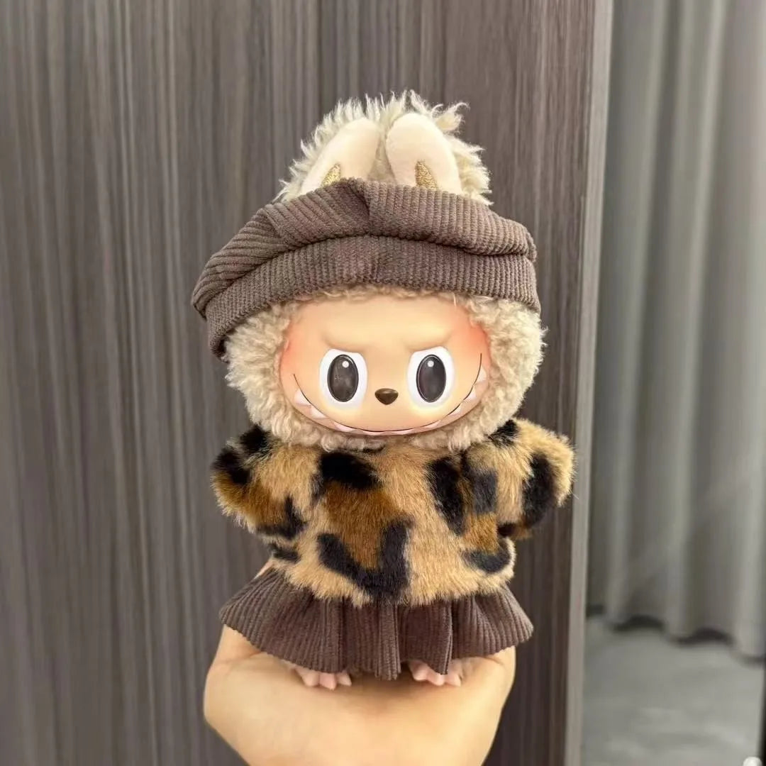 For Labubu Sitting Party Series  Classic Dress Grid Style Small Fragrance For Labubu v1 v2 Kid Gift Labubu Clothes Design style