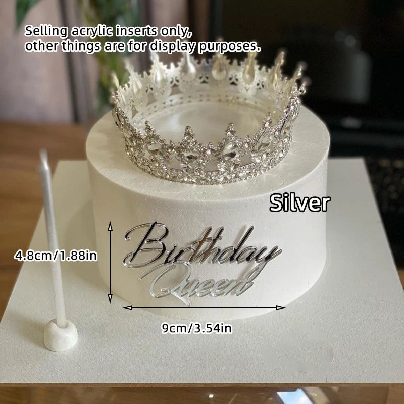 Cake Topper Acrylic Happy Birthday Queen Princess Suitable for Girls Birthday Party Cake Decoration Girls Mitzvah Baby Shower